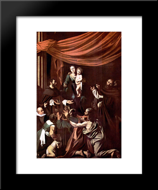 Madonna Of The Rosary (Madonna Del Rosario) 20x24 Black Modern Wood Framed Art Print Poster by Caravaggio