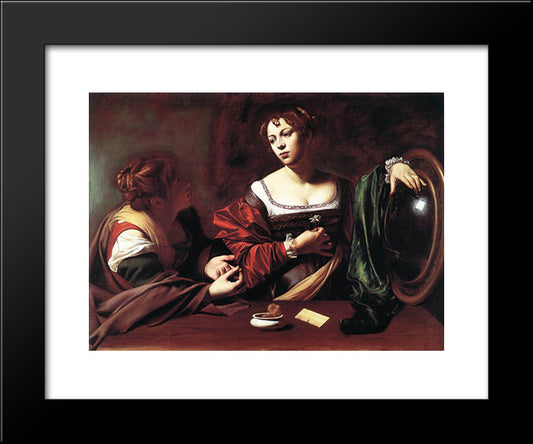 Martha And Mary Magdalene 20x24 Black Modern Wood Framed Art Print Poster by Caravaggio