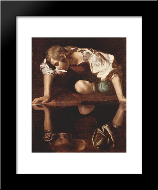 Narcissus 20x24 Black Modern Wood Framed Art Print Poster by Caravaggio