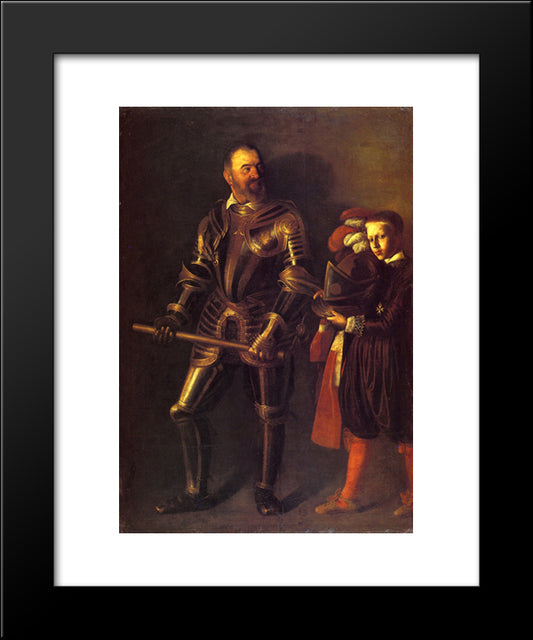 Portrait Of Alof De Wignacourt And His Page 20x24 Black Modern Wood Framed Art Print Poster by Caravaggio