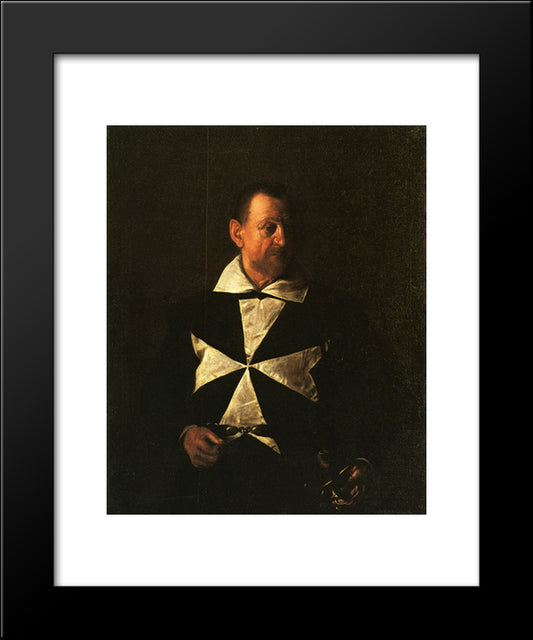 Portrait Of Fra Antionio Martelli 20x24 Black Modern Wood Framed Art Print Poster by Caravaggio