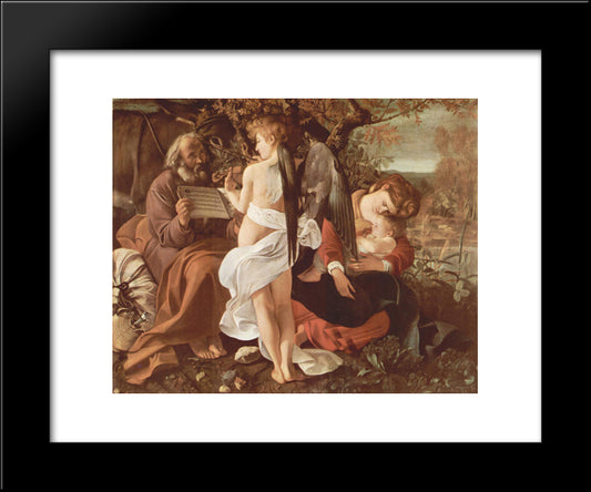 Rest On The Flight Into Egypt 20x24 Black Modern Wood Framed Art Print Poster by Caravaggio