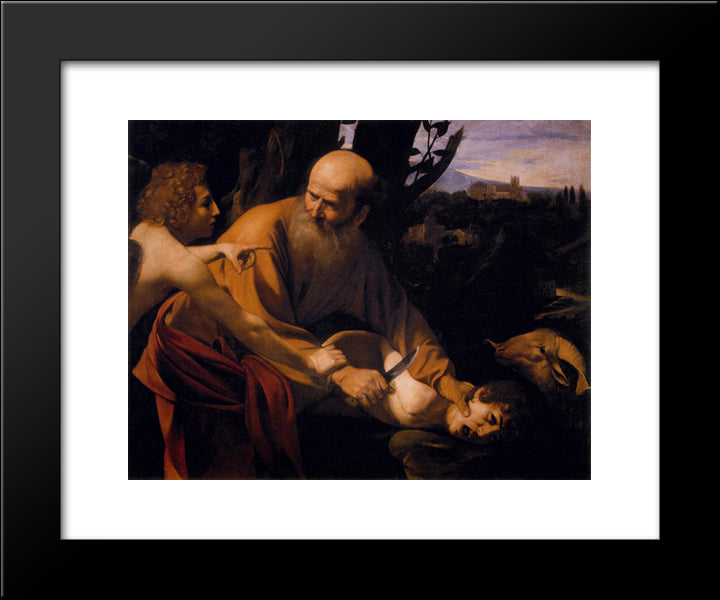 Sacrifice Of Isaac 20x24 Black Modern Wood Framed Art Print Poster by Caravaggio