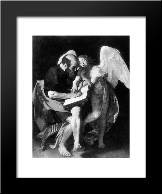 Saint Matthew And The Angel 20x24 Black Modern Wood Framed Art Print Poster by Caravaggio