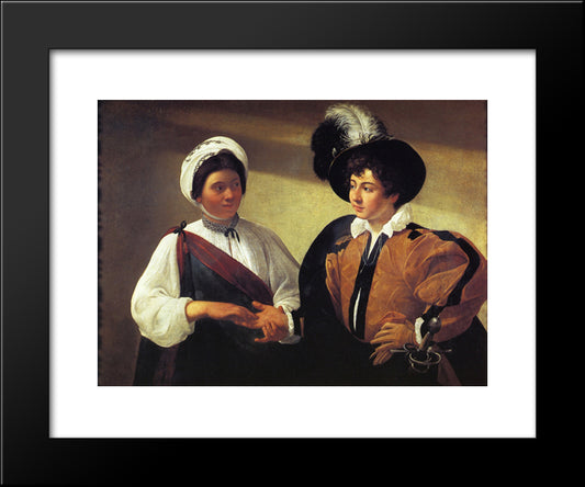 The Fortune Teller 20x24 Black Modern Wood Framed Art Print Poster by Caravaggio