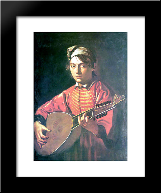 The Lute Player 20x24 Black Modern Wood Framed Art Print Poster by Caravaggio