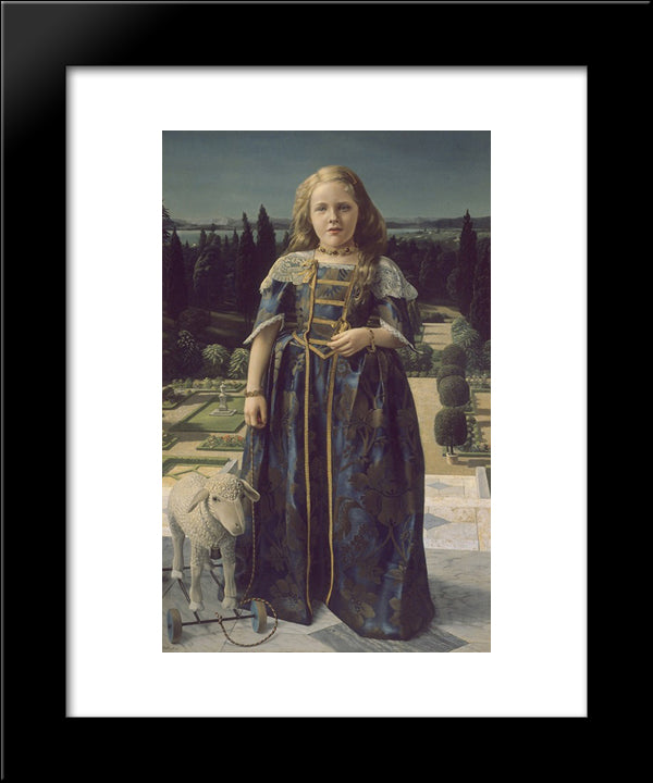 Girl With A Small Sheep (Girl In Renaissance Costume) 20x24 Black Modern Wood Framed Art Print Poster by Willink, Carel