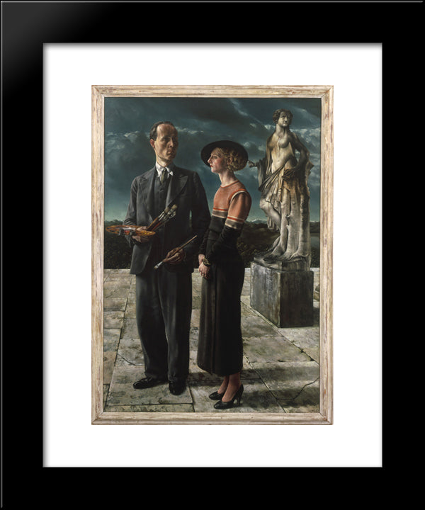 Self - Portrait With Wilma Van Der Meulen 20x24 Black Modern Wood Framed Art Print Poster by Willink, Carel