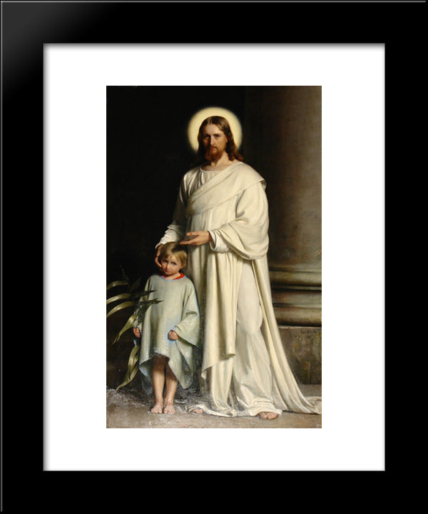 Christ And Child 20x24 Black Modern Wood Framed Art Print Poster by Bloch, Carl