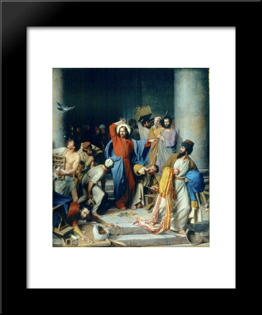 Jesus Casting Out The Money Changers At The Temple 20x24 Black Modern Wood Framed Art Print Poster by Bloch, Carl