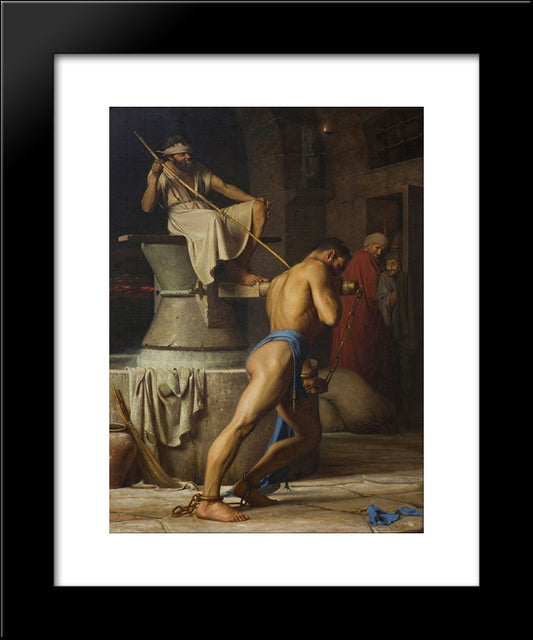 Samson And The Philistines (Samson In The Threadmill) 20x24 Black Modern Wood Framed Art Print Poster by Bloch, Carl