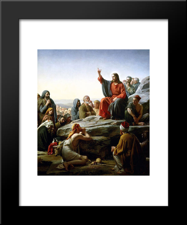 The Sermon On The Mount 20x24 Black Modern Wood Framed Art Print Poster by Bloch, Carl