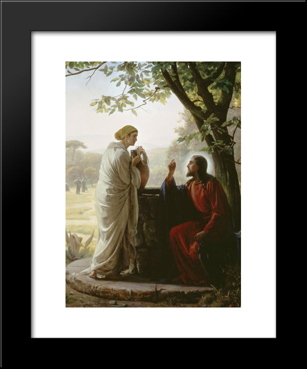 Woman At The Well 20x24 Black Modern Wood Framed Art Print Poster by Bloch, Carl