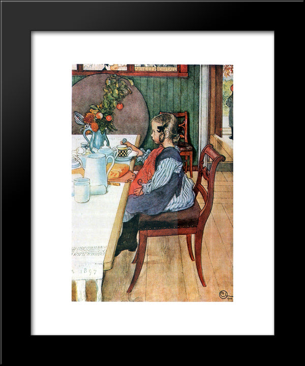 A Late-Riser'S Miserable Breakfast 20x24 Black Modern Wood Framed Art Print Poster by Larsson, Carl