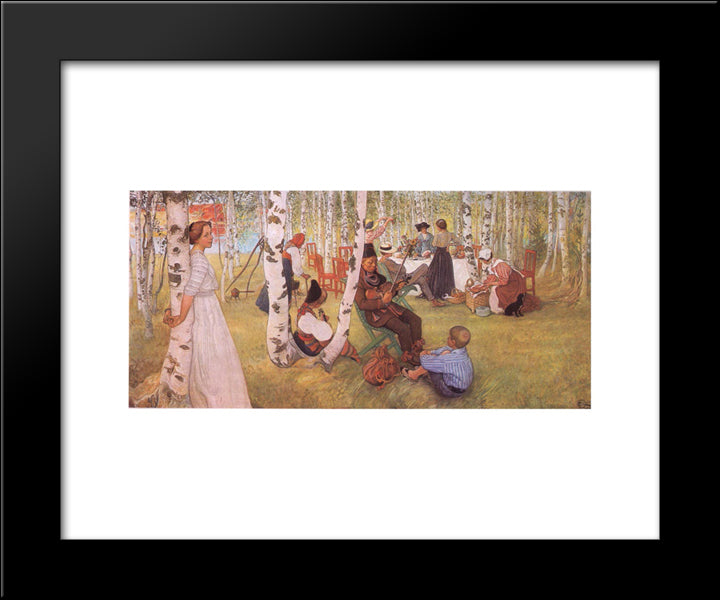 Breakfast In The Open 20x24 Black Modern Wood Framed Art Print Poster by Larsson, Carl