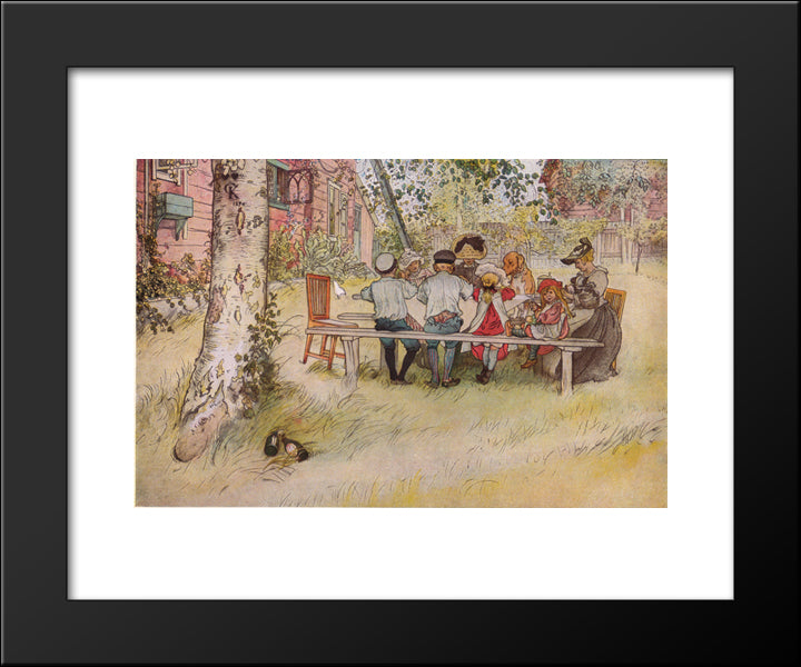 Breakfast Under The Big Birch 20x24 Black Modern Wood Framed Art Print Poster by Larsson, Carl