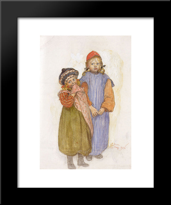Children Of The Carpenter Helberg 20x24 Black Modern Wood Framed Art Print Poster by Larsson, Carl