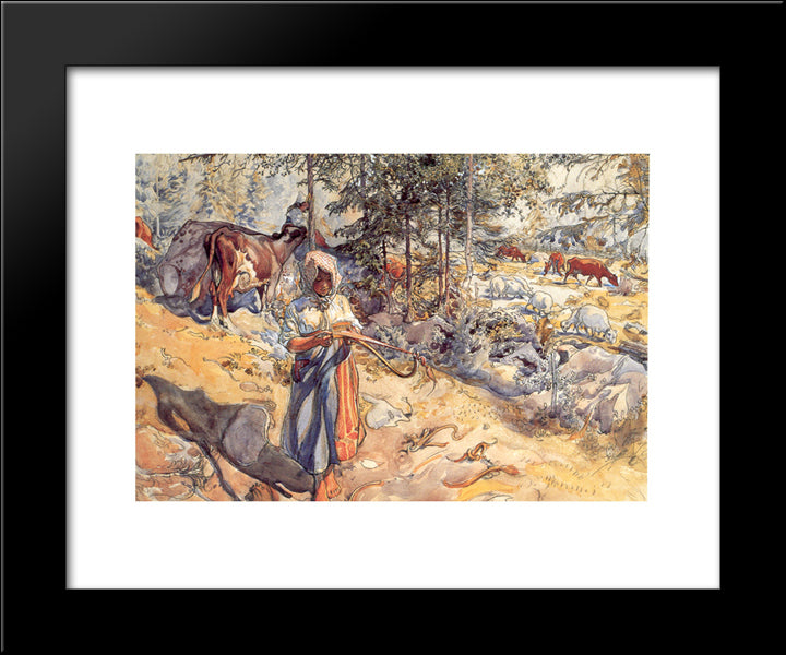 Cowgirl In The Meadow 20x24 Black Modern Wood Framed Art Print Poster by Larsson, Carl