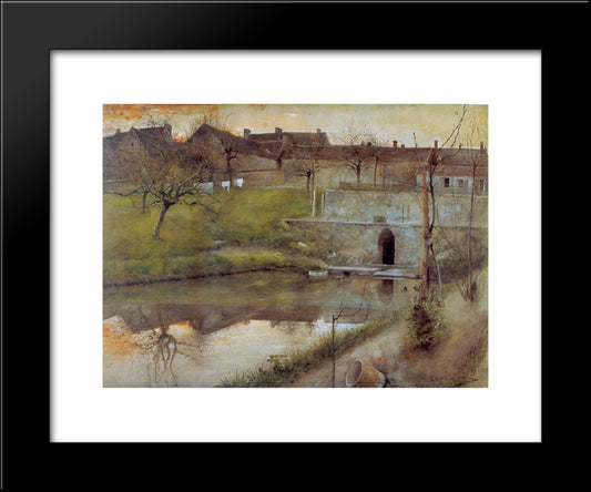 El Estanue De Watercolor 20x24 Black Modern Wood Framed Art Print Poster by Larsson, Carl