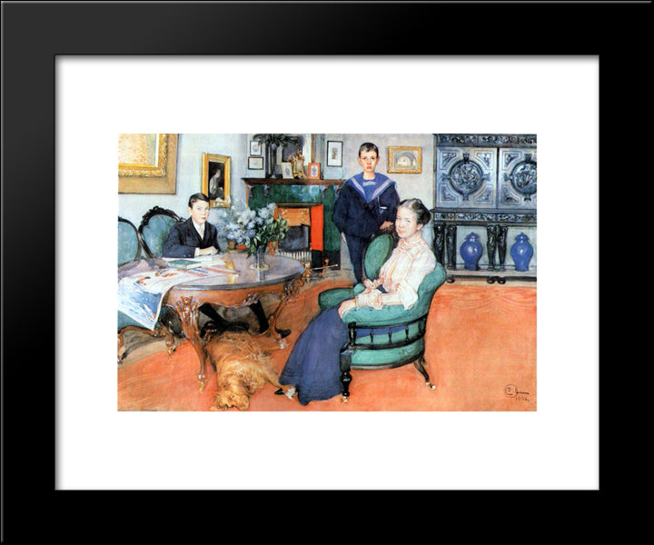 Hakon, Daga And Edgar 20x24 Black Modern Wood Framed Art Print Poster by Larsson, Carl