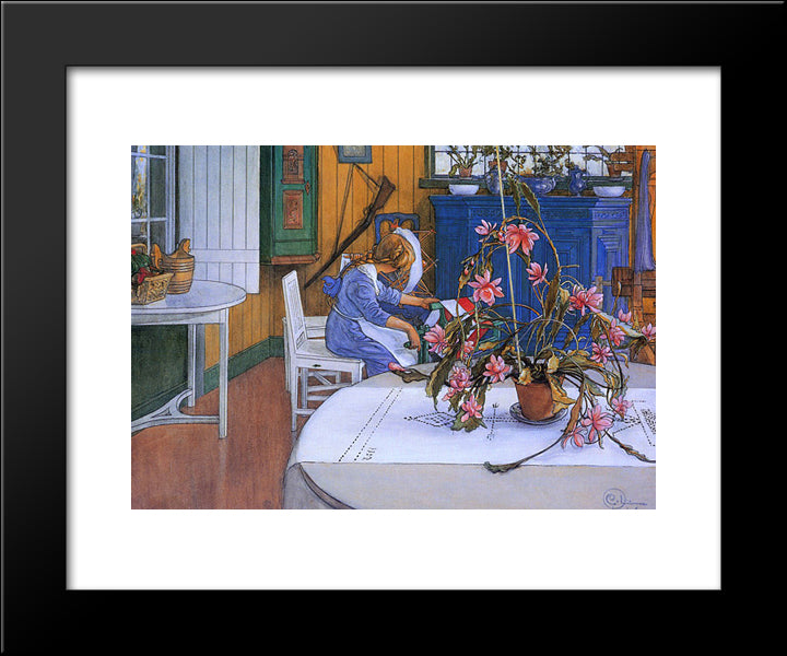 Interior With A Cactus 20x24 Black Modern Wood Framed Art Print Poster by Larsson, Carl
