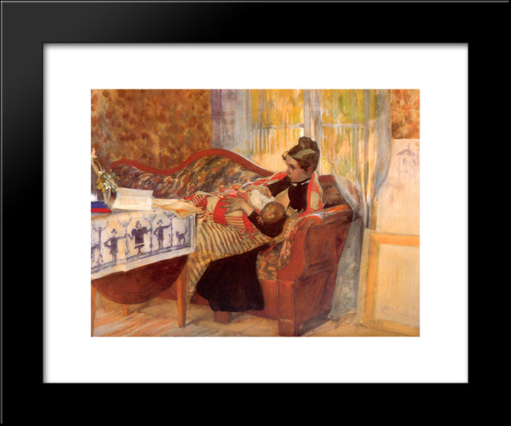 Karin And Brita 20x24 Black Modern Wood Framed Art Print Poster by Larsson, Carl