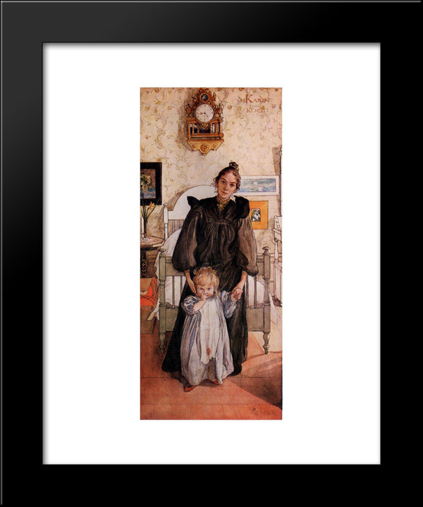 Karin And Kersti 20x24 Black Modern Wood Framed Art Print Poster by Larsson, Carl