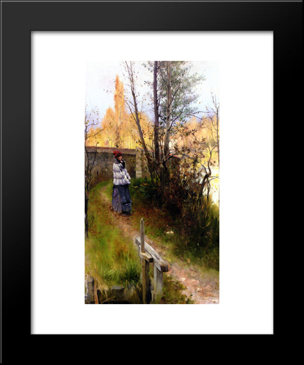 Karin In Autumn 20x24 Black Modern Wood Framed Art Print Poster by Larsson, Carl
