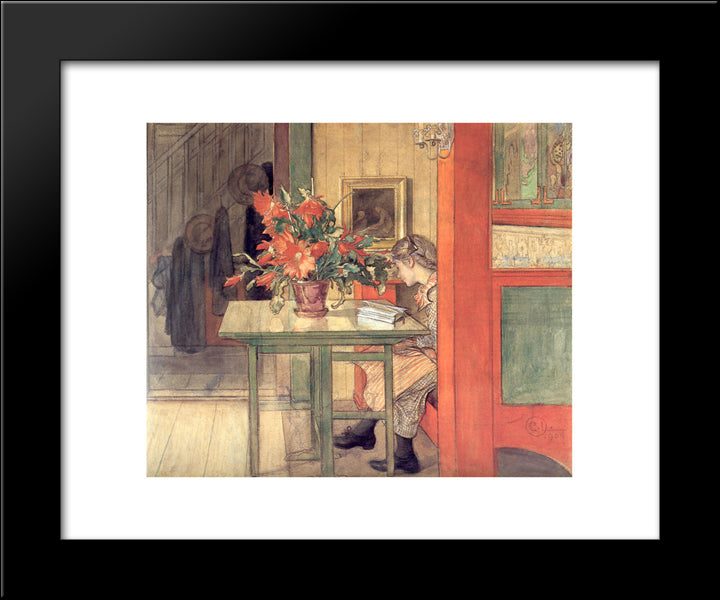 Lisbeth Reading 20x24 Black Modern Wood Framed Art Print Poster by Larsson, Carl