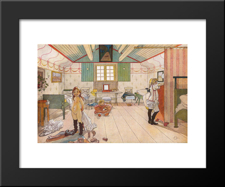 Mammas And The Small Girls 20x24 Black Modern Wood Framed Art Print Poster by Larsson, Carl