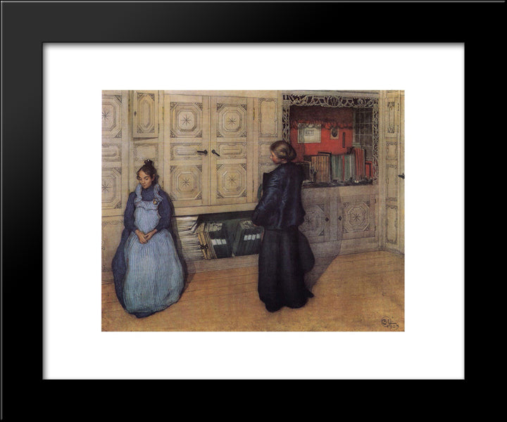 Mother And Daughter 20x24 Black Modern Wood Framed Art Print Poster by Larsson, Carl