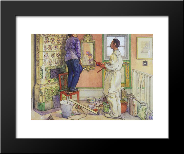My Friends, The Carpenter And The Painter 20x24 Black Modern Wood Framed Art Print Poster by Larsson, Carl