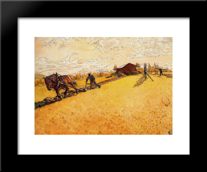 Plowing 20x24 Black Modern Wood Framed Art Print Poster by Larsson, Carl