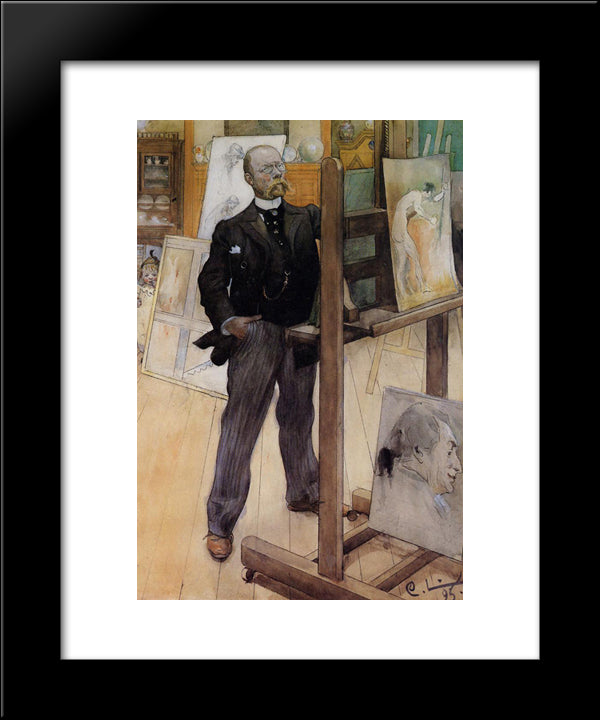 Self-Portrait 20x24 Black Modern Wood Framed Art Print Poster by Larsson, Carl