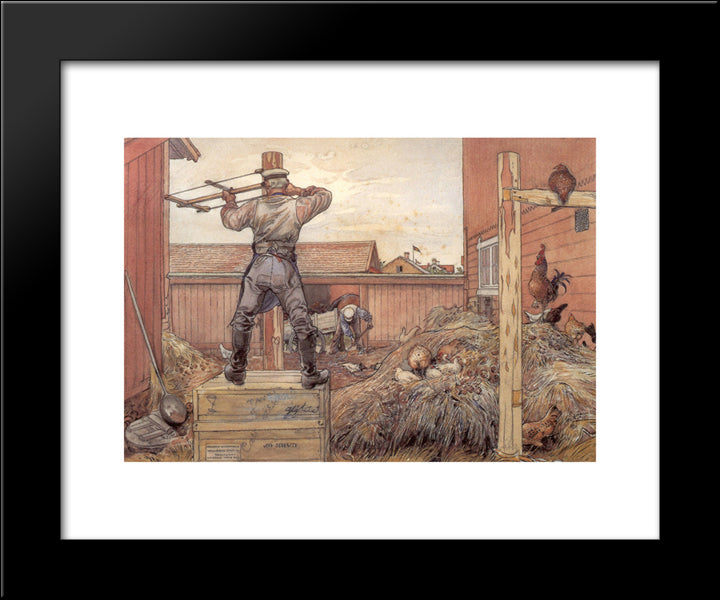 The Manure Pile 20x24 Black Modern Wood Framed Art Print Poster by Larsson, Carl