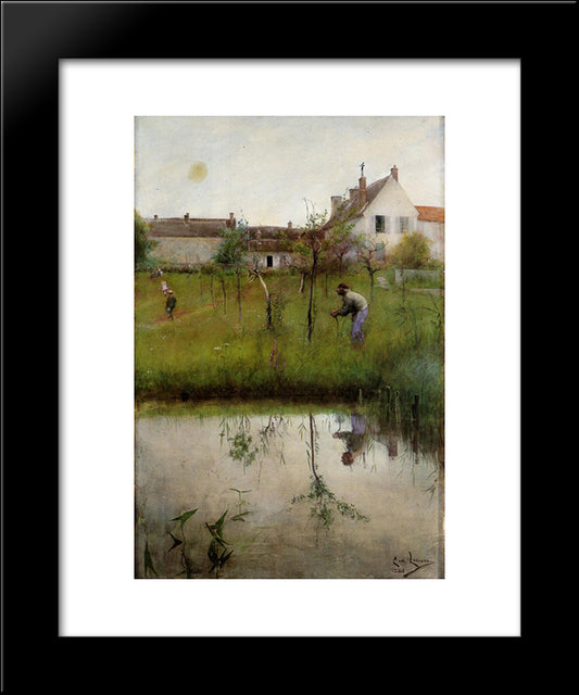 The Old Man And The New Trees 20x24 Black Modern Wood Framed Art Print Poster by Larsson, Carl