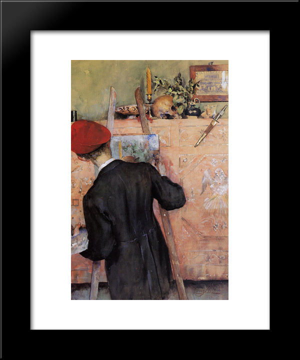 The Still Life Painter 20x24 Black Modern Wood Framed Art Print Poster by Larsson, Carl