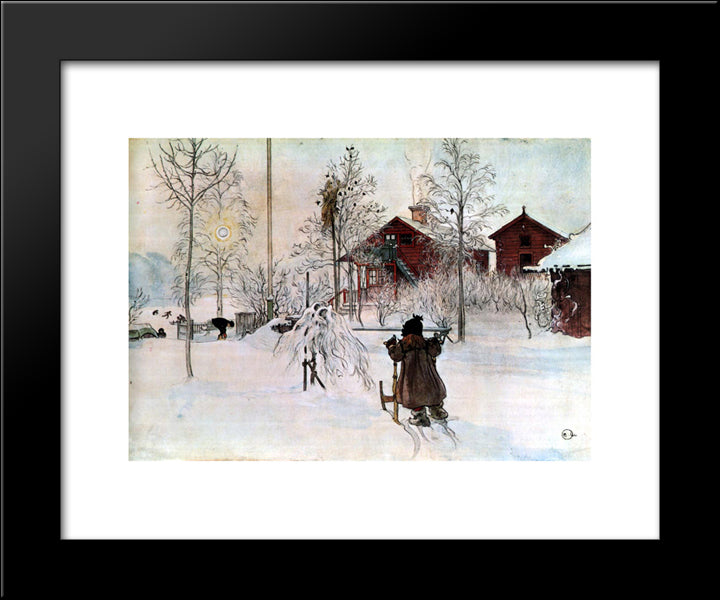 The Yard And Wash-House 20x24 Black Modern Wood Framed Art Print Poster by Larsson, Carl