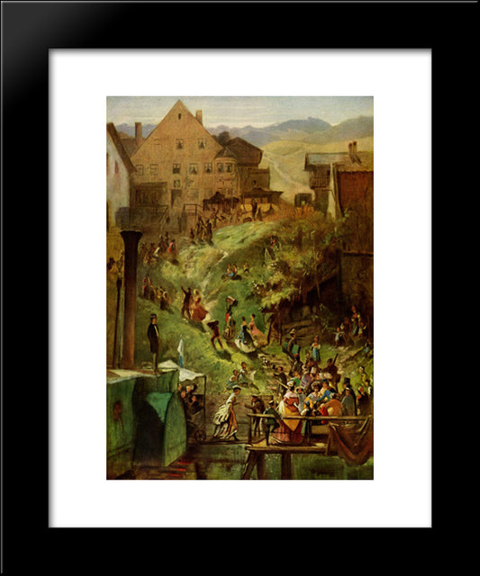 Arrival In Seeshaupt 20x24 Black Modern Wood Framed Art Print Poster by Spitzweg, Carl