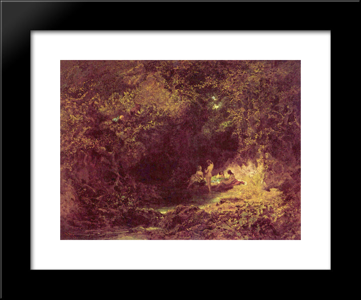 Bathing Nymphs 20x24 Black Modern Wood Framed Art Print Poster by Spitzweg, Carl