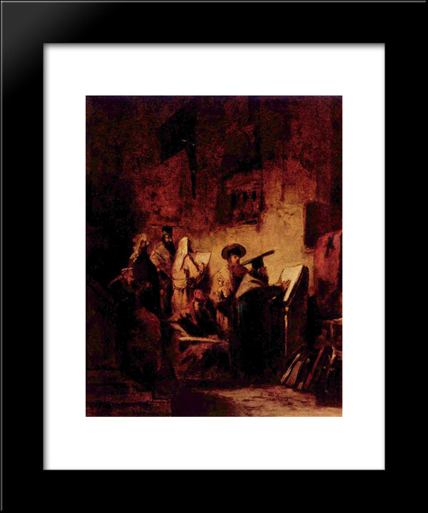 In The Synagogue 20x24 Black Modern Wood Framed Art Print Poster by Spitzweg, Carl