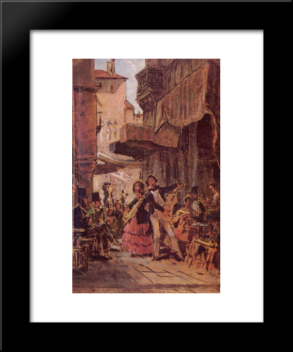 Italian Street Singer 20x24 Black Modern Wood Framed Art Print Poster by Spitzweg, Carl