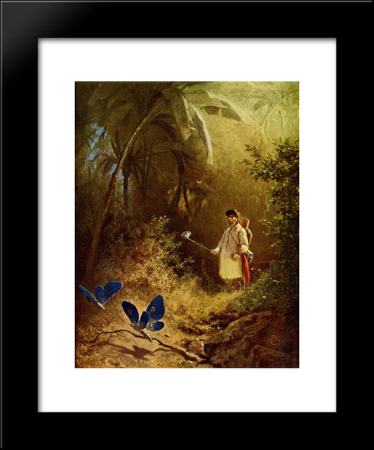 The Butterfly Hunter 20x24 Black Modern Wood Framed Art Print Poster by Spitzweg, Carl