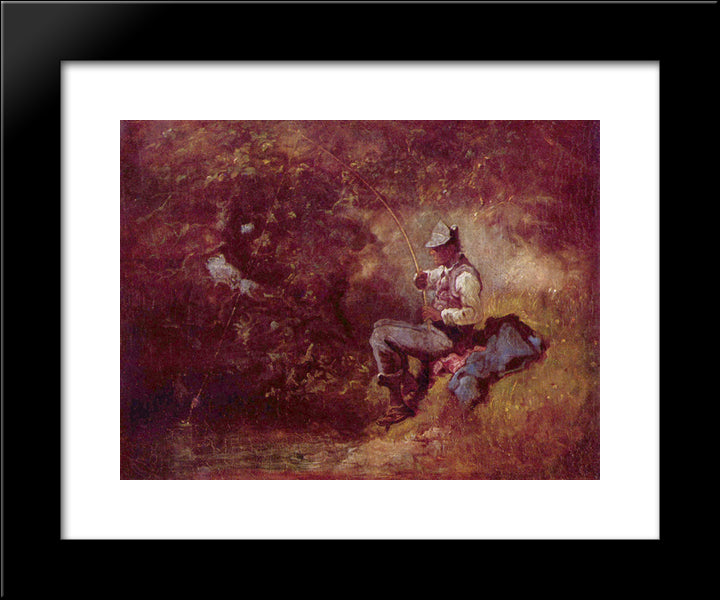 The Fisherman 20x24 Black Modern Wood Framed Art Print Poster by Spitzweg, Carl