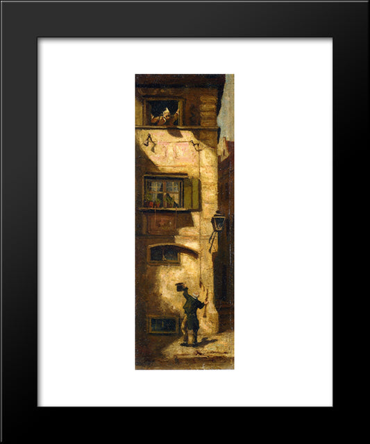 The Musical Beggar 20x24 Black Modern Wood Framed Art Print Poster by Spitzweg, Carl