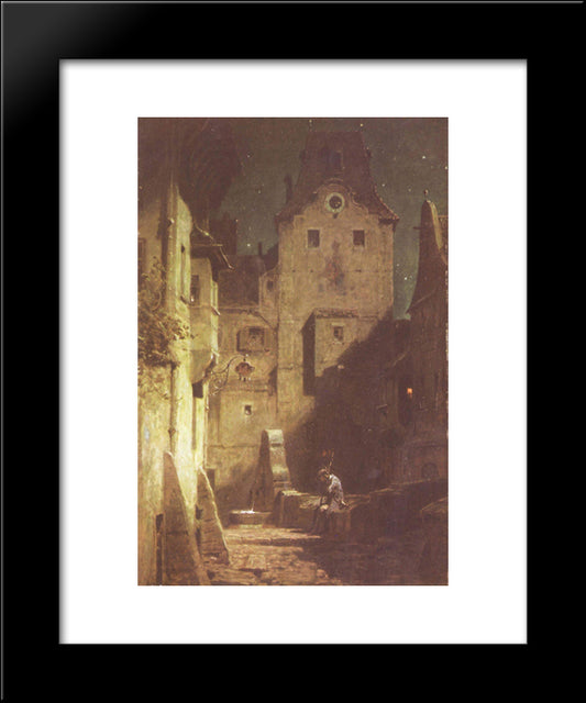 The Night Watchman Has Fallen Asleep 20x24 Black Modern Wood Framed Art Print Poster by Spitzweg, Carl