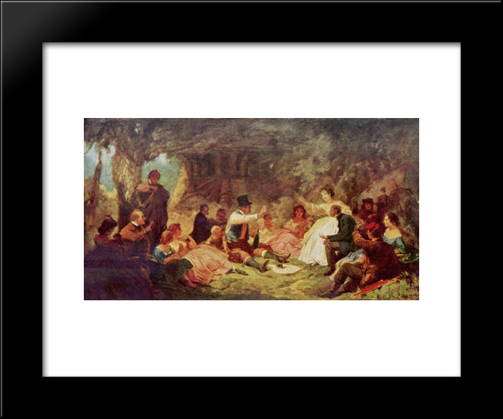 The Picnic 20x24 Black Modern Wood Framed Art Print Poster by Spitzweg, Carl