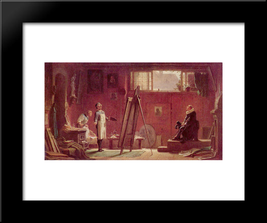 The Portrait Painter 20x24 Black Modern Wood Framed Art Print Poster by Spitzweg, Carl