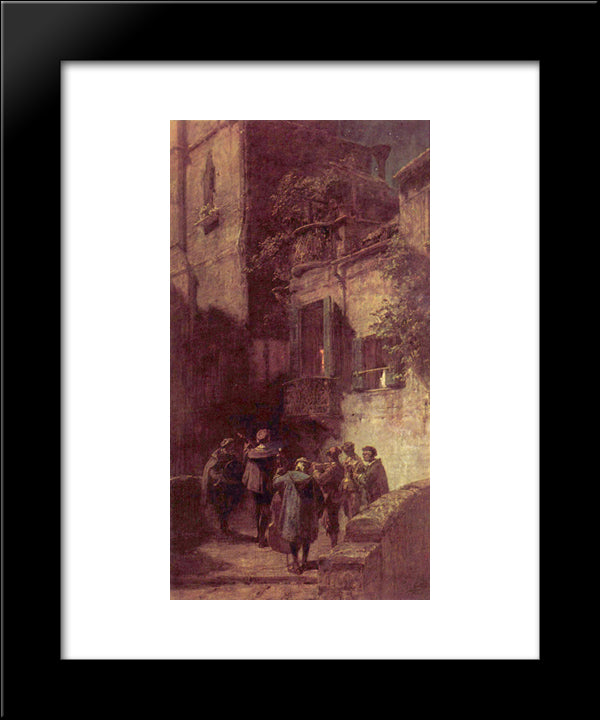 The Serenade 20x24 Black Modern Wood Framed Art Print Poster by Spitzweg, Carl