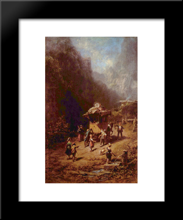 The Stagecoach 20x24 Black Modern Wood Framed Art Print Poster by Spitzweg, Carl